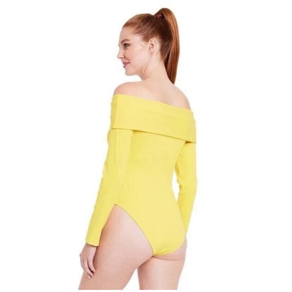 Sergio Hudson x Target Yellow off the shoulder ribbed bodysuit size small. - Picture 4 of 4